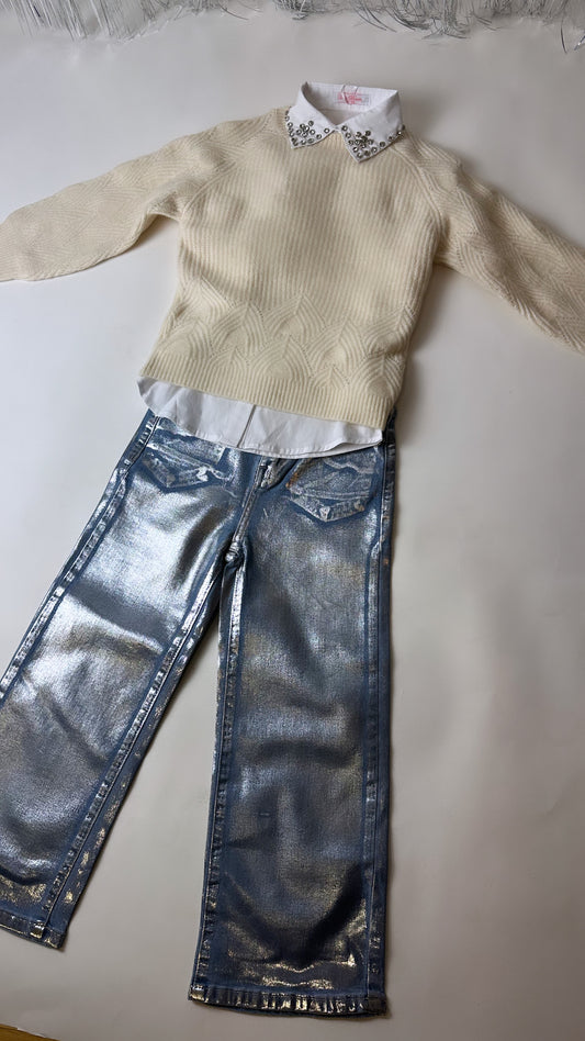 Blizgios medžiagos džinsai CHROME